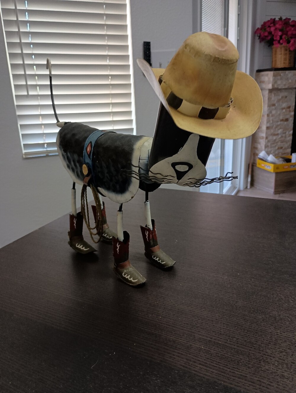Metal Cowboy Dog Sculpture - Multicolor Decorative Home Art